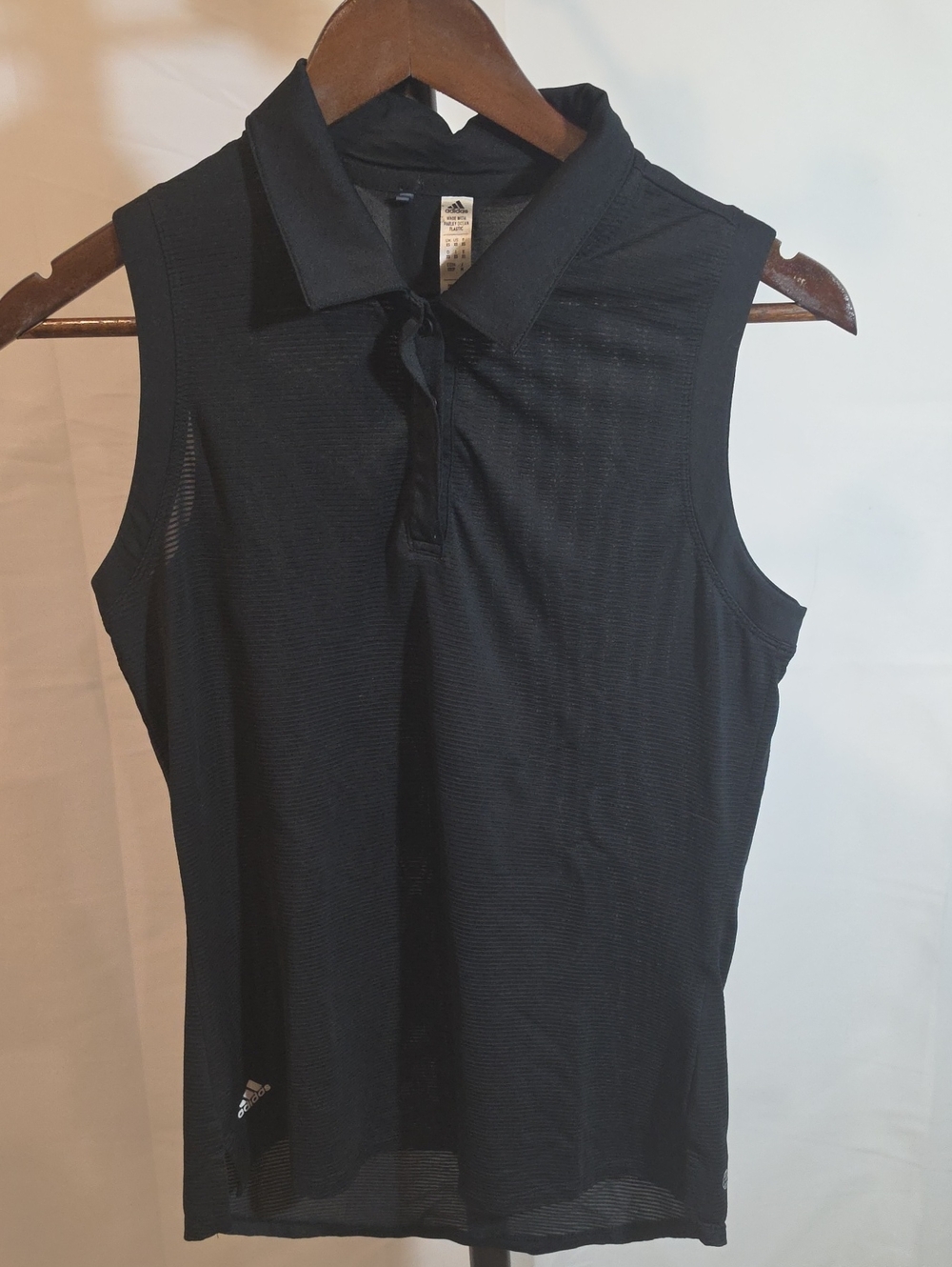 adidas Black Sleeveless Polo Tank with Subtle Logo